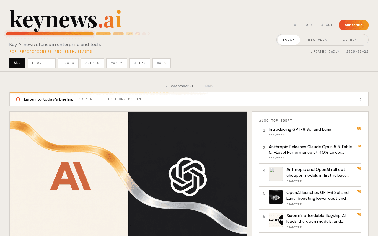Screenshot of keynews.ai