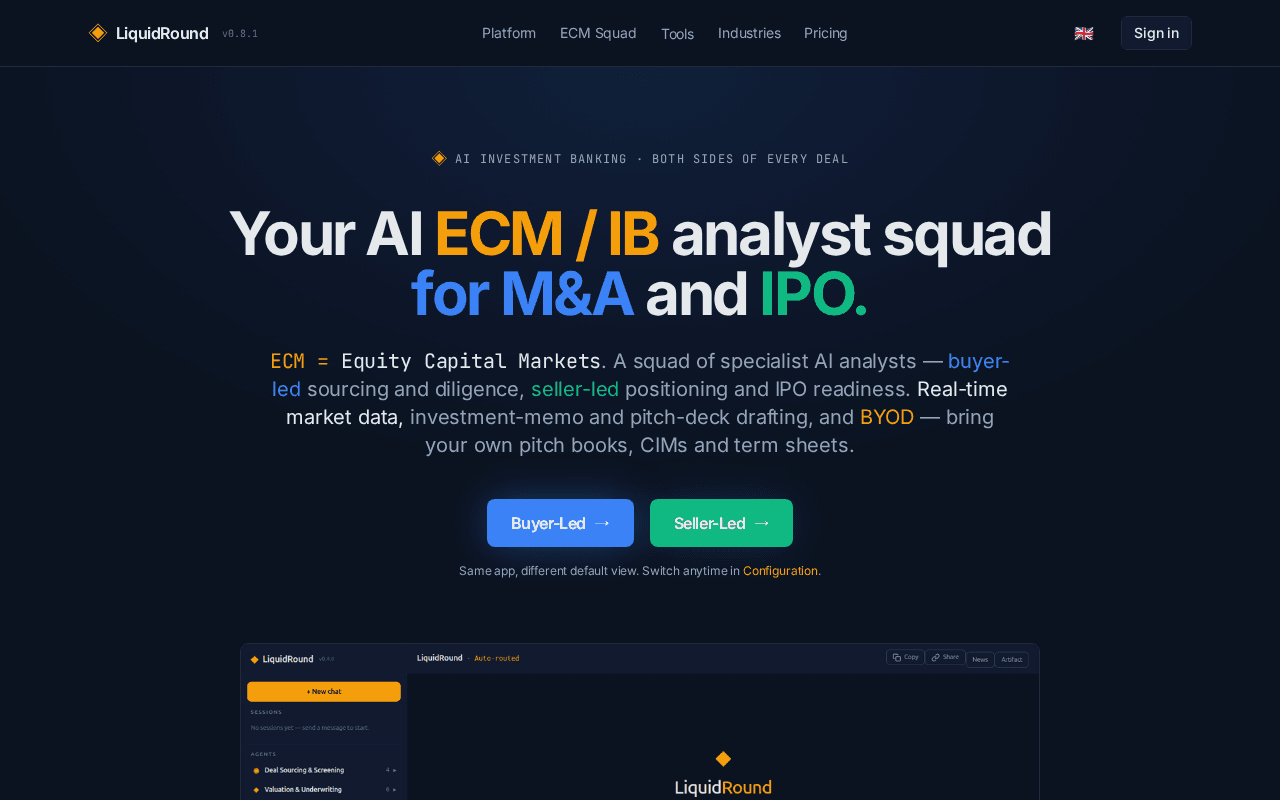 Screenshot of liquidround.ai