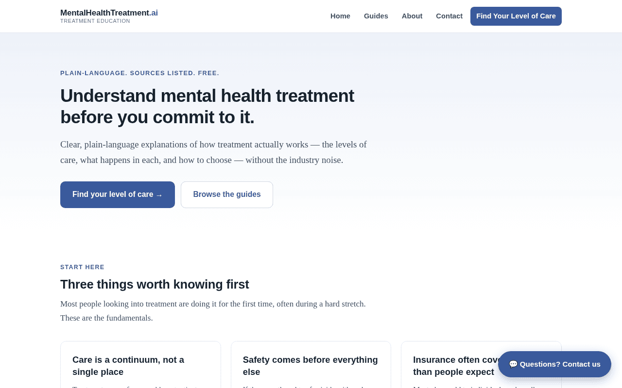Screenshot of mentalhealthtreatment.ai