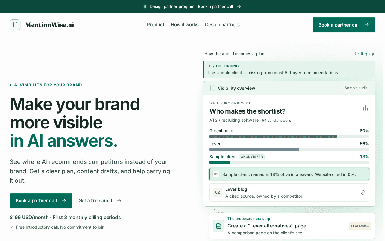 Screenshot of mentionwise.ai