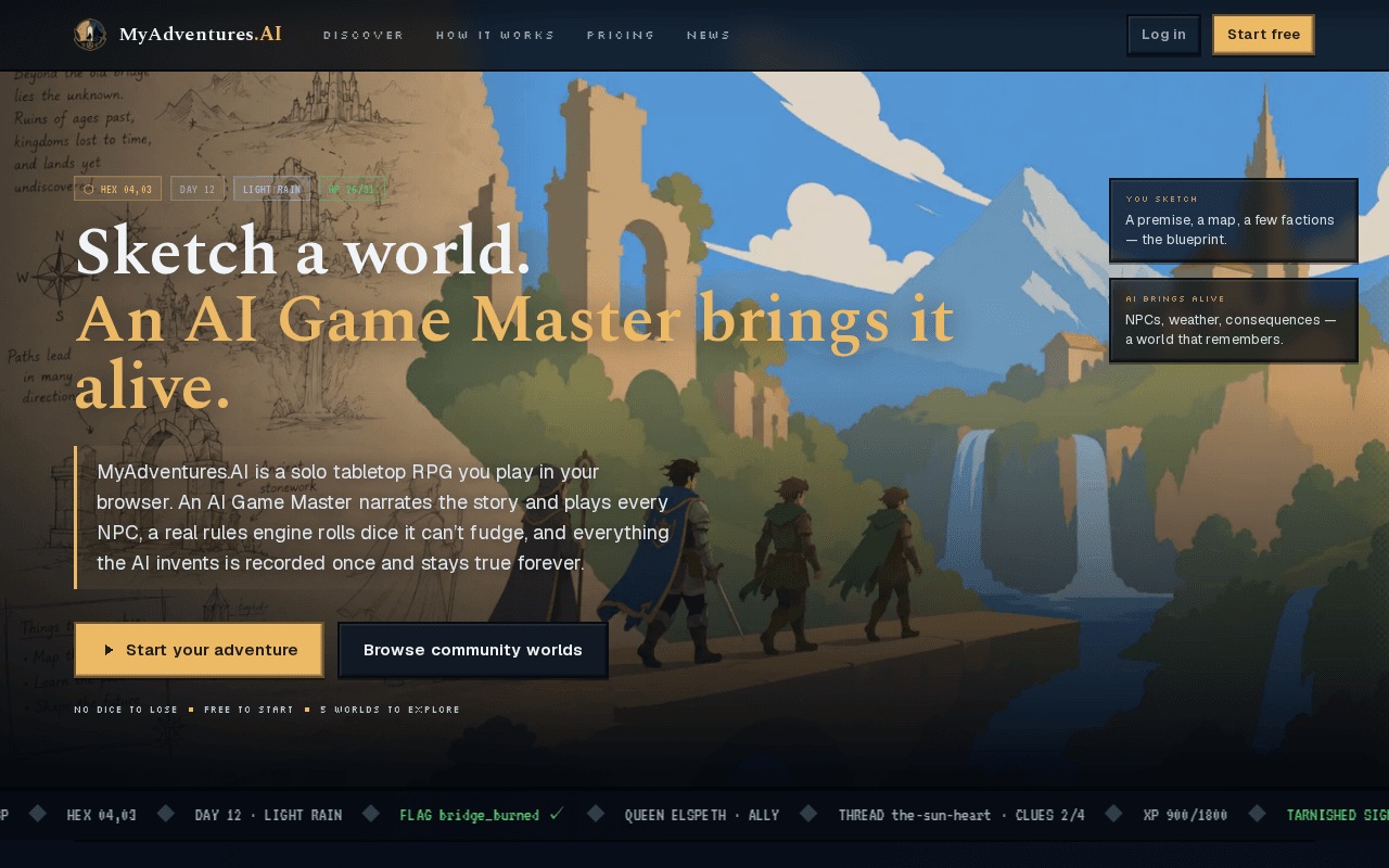 Screenshot of myadventures.ai