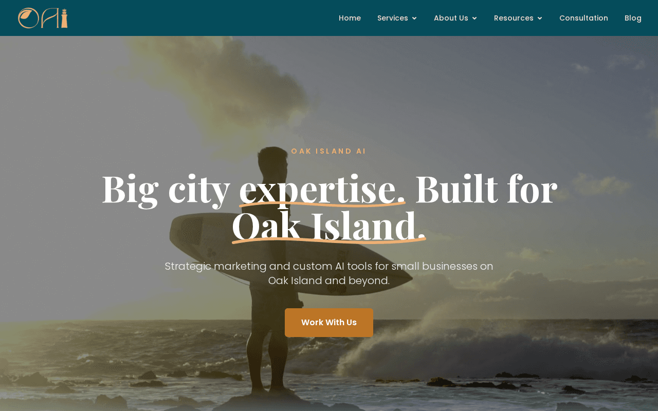 Screenshot of oakislandmarketing.ai