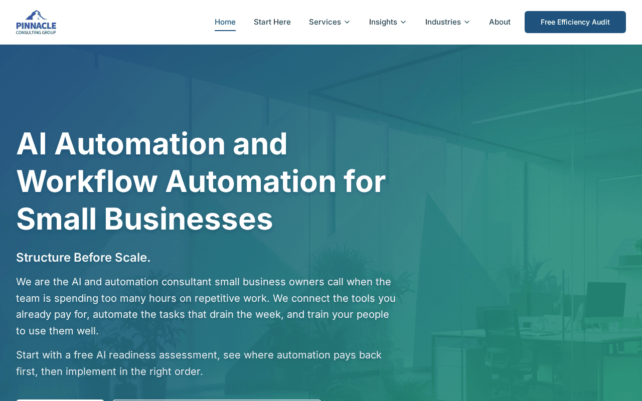 Screenshot of pinnacle-consulting.ai