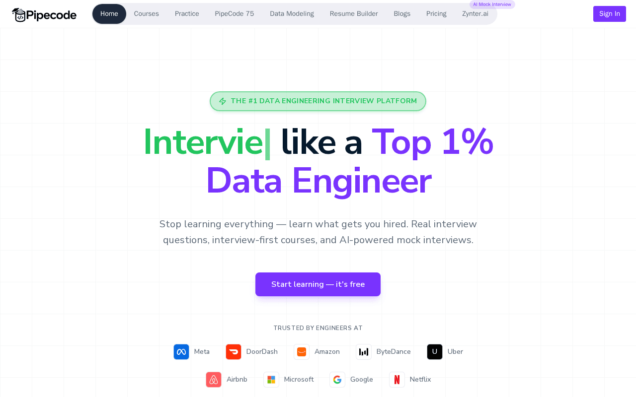 Screenshot of pipecode.ai