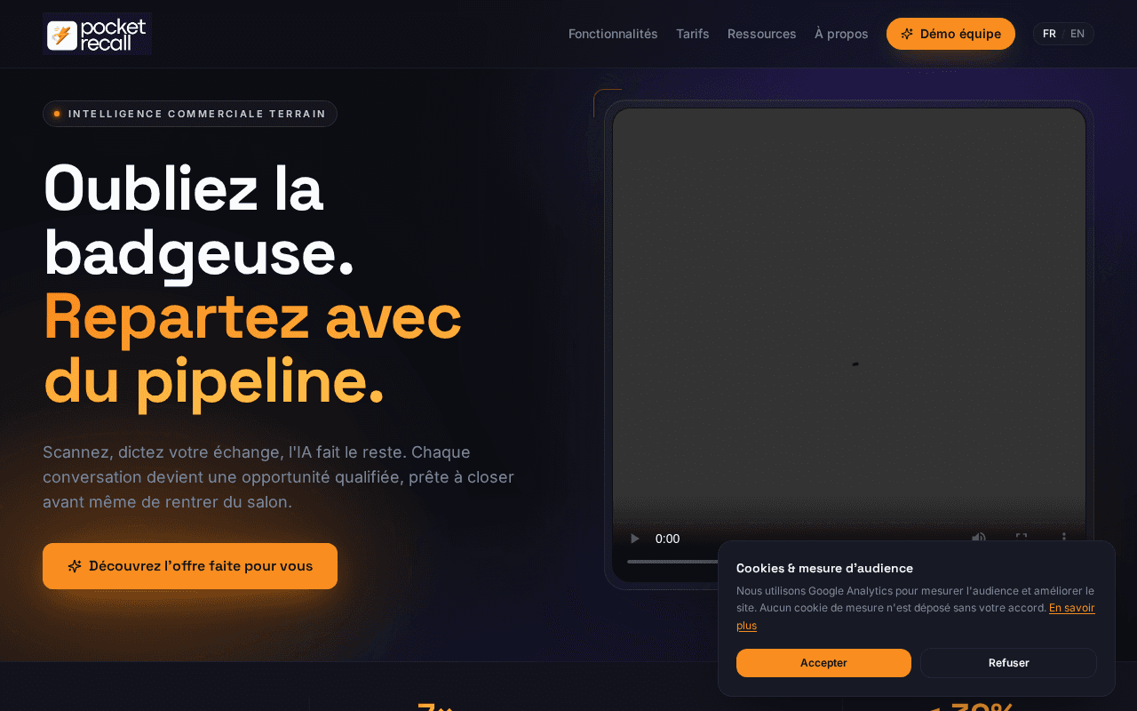 Screenshot of pocketrecall.ai
