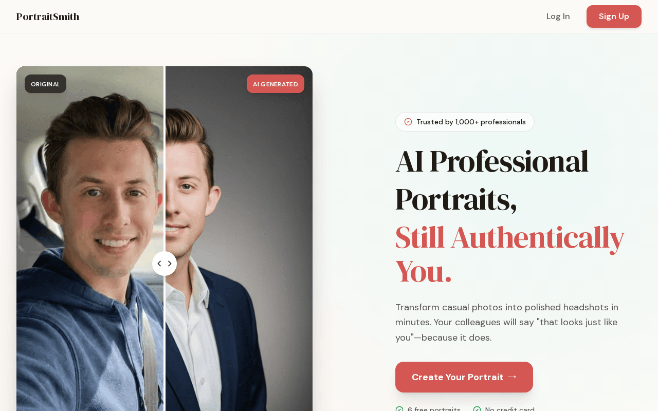 Screenshot of portraitsmith.ai