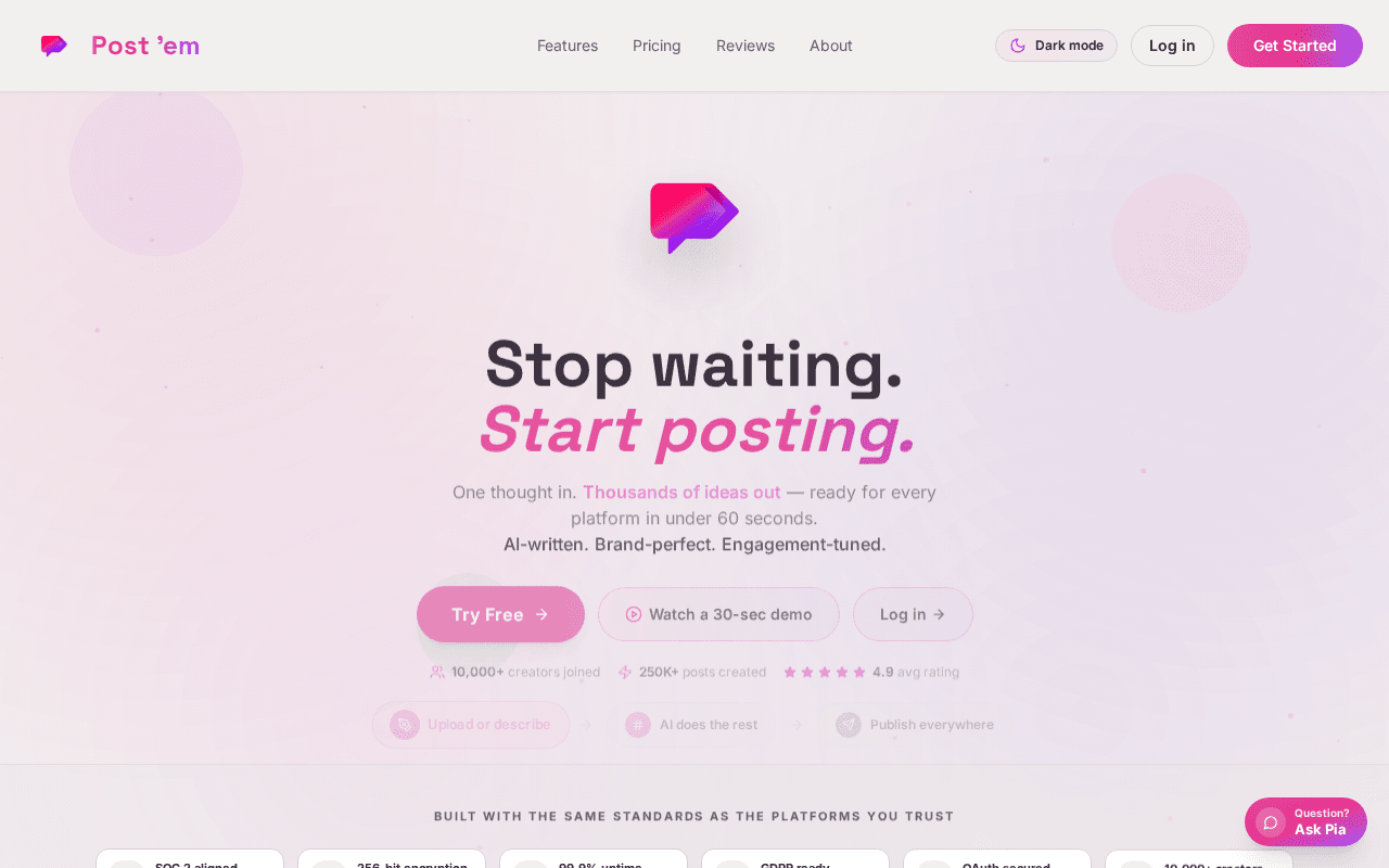 Screenshot of postem.ai