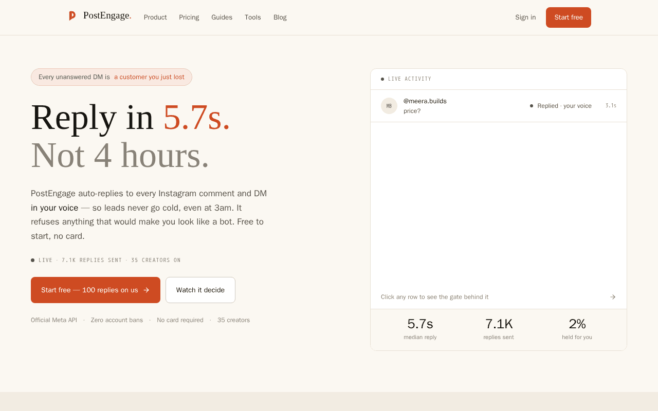 Screenshot of postengage.ai
