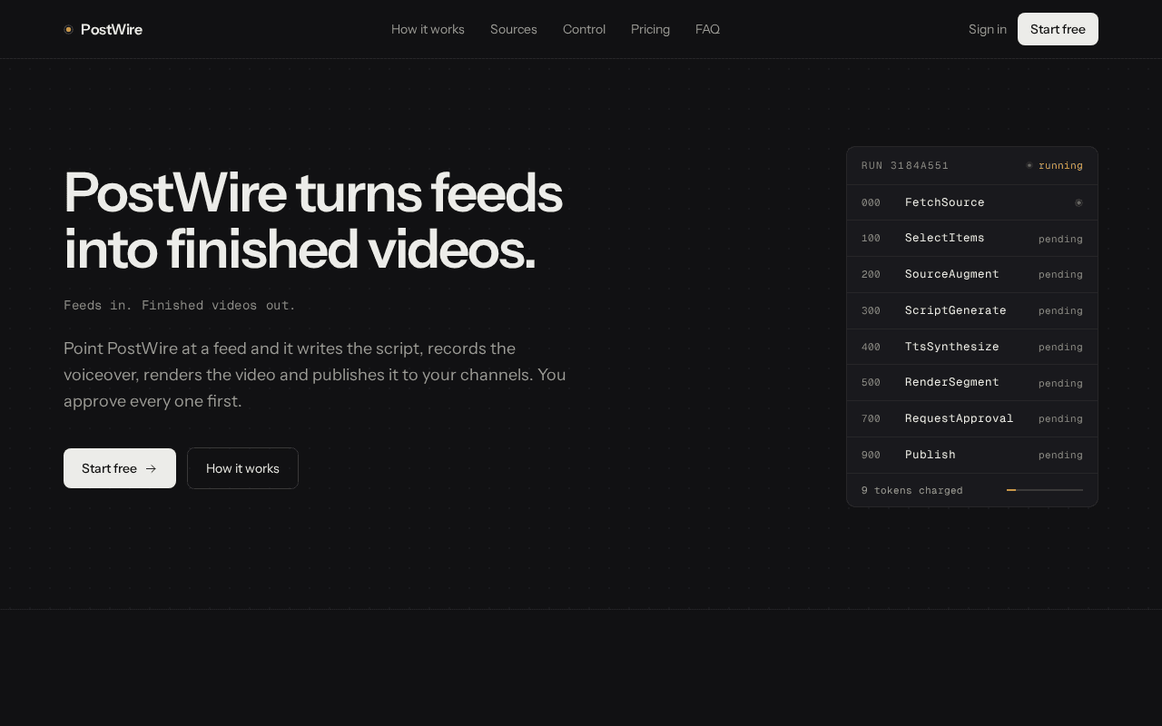Screenshot of postwire.ai