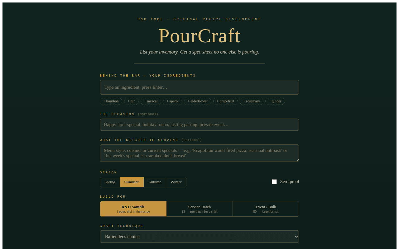 Screenshot of pourcraft.ai
