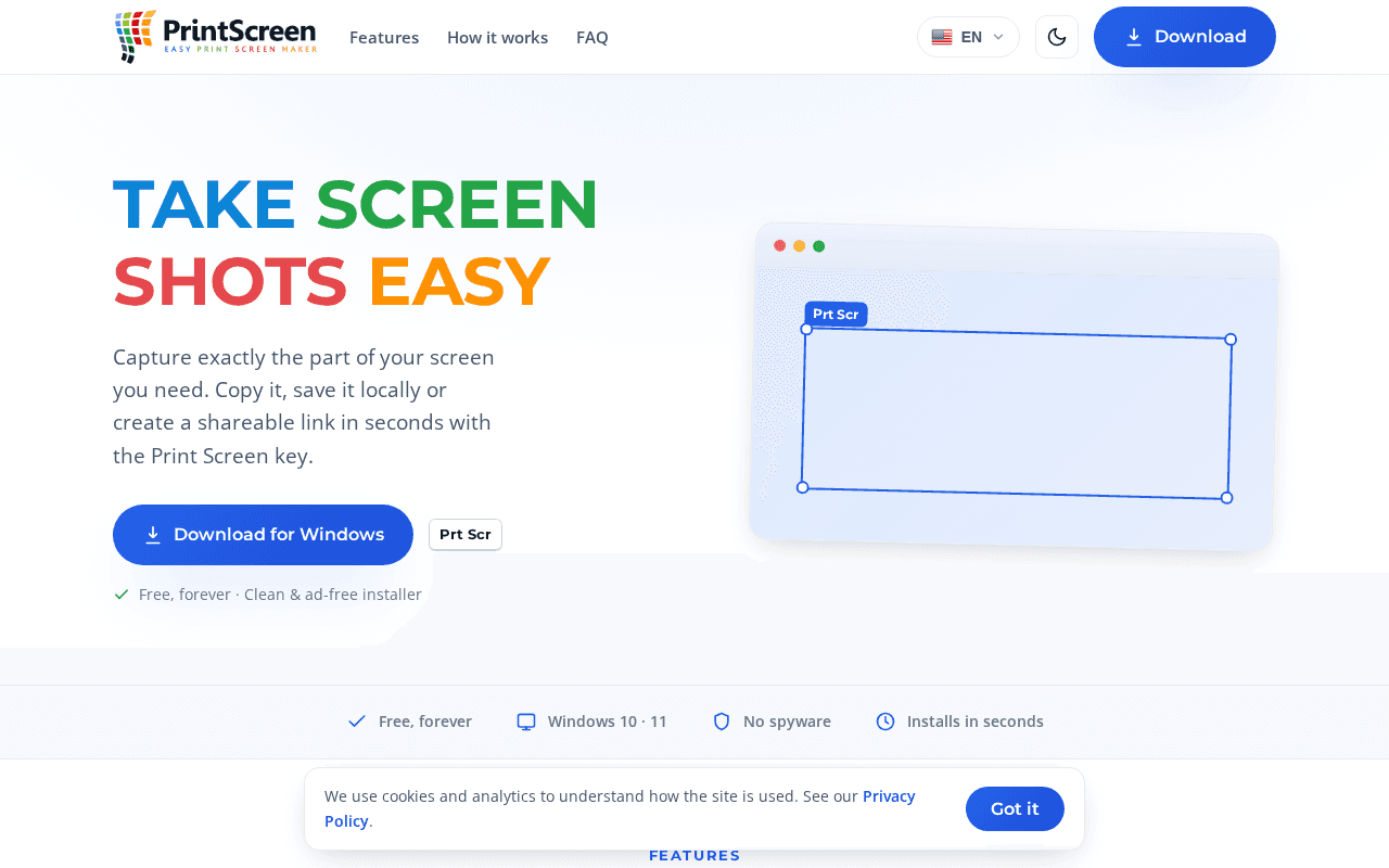 Screenshot of printscreen.ai