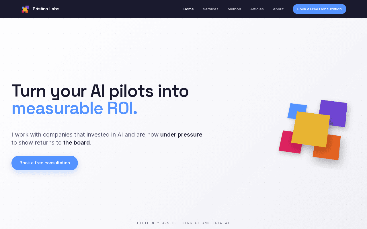 Screenshot of pristinolabs.ai