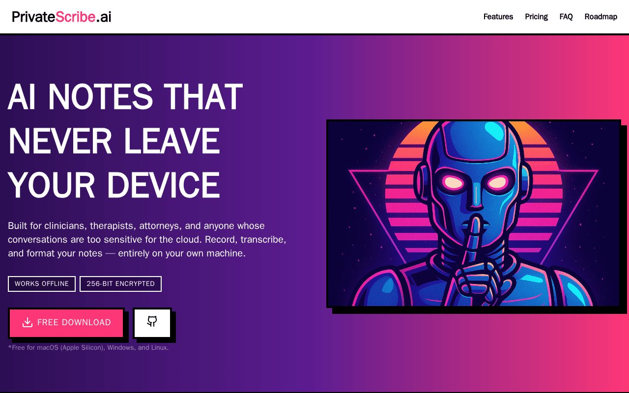 Screenshot of privatescribe.ai