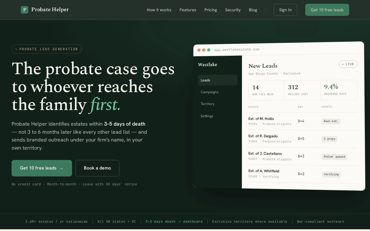 Screenshot of probatehelper.ai