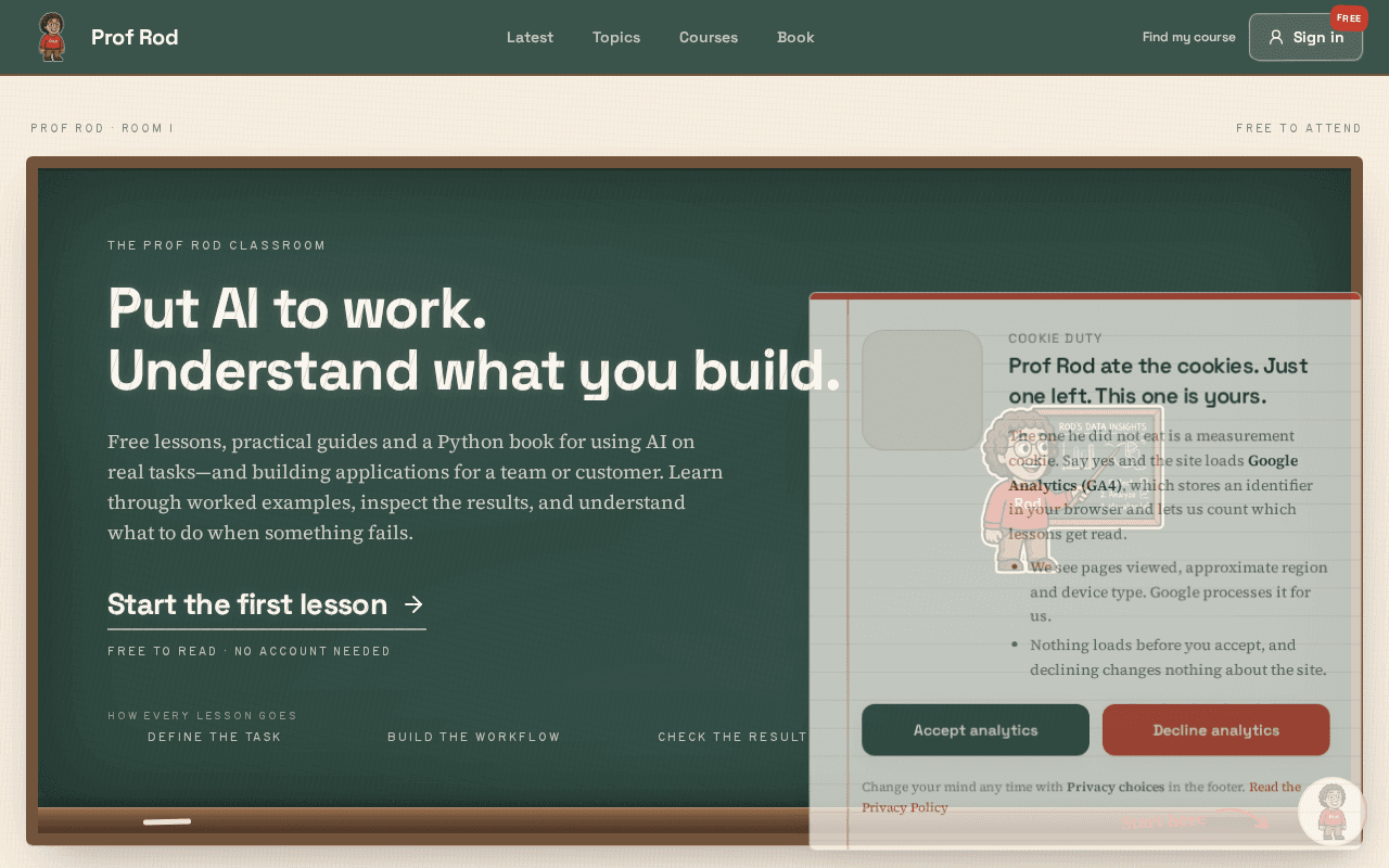 Screenshot of profrod.ai