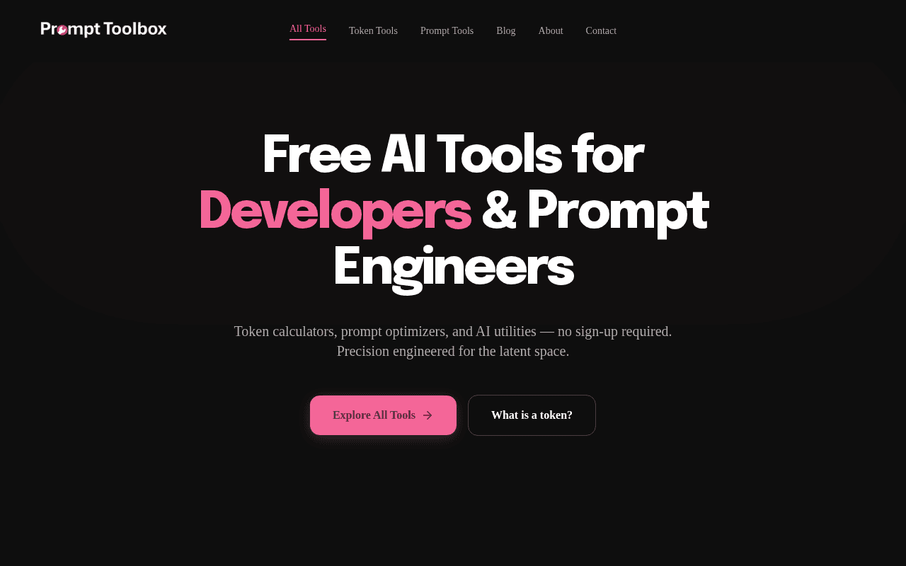 Screenshot of prompt-toolbox.ai