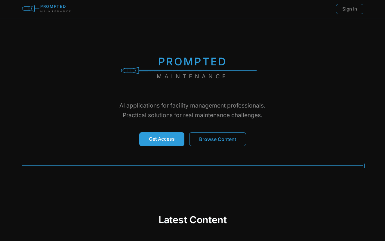 Screenshot of promptedmaintenance.ai