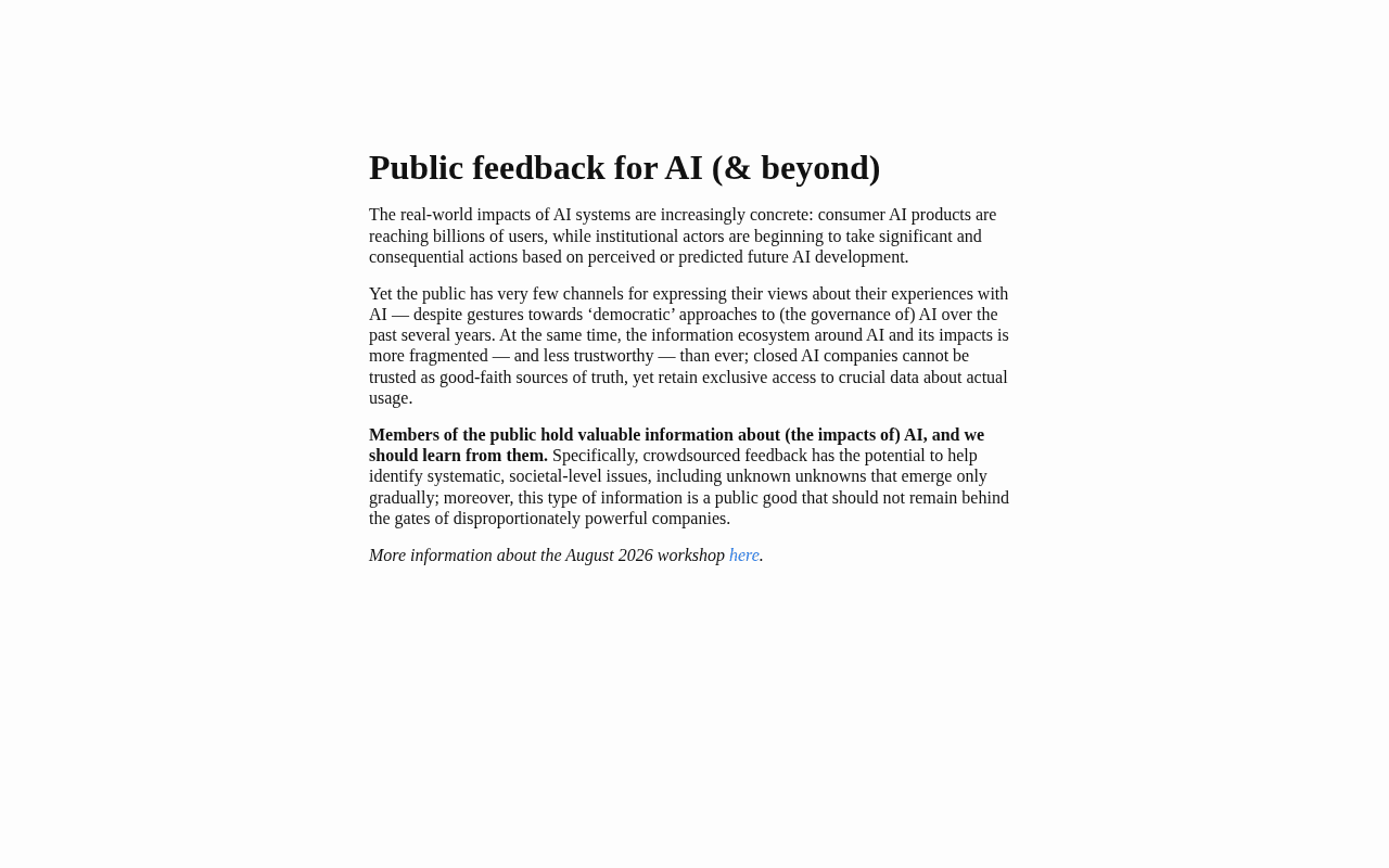 Screenshot of publicfeedback.ai