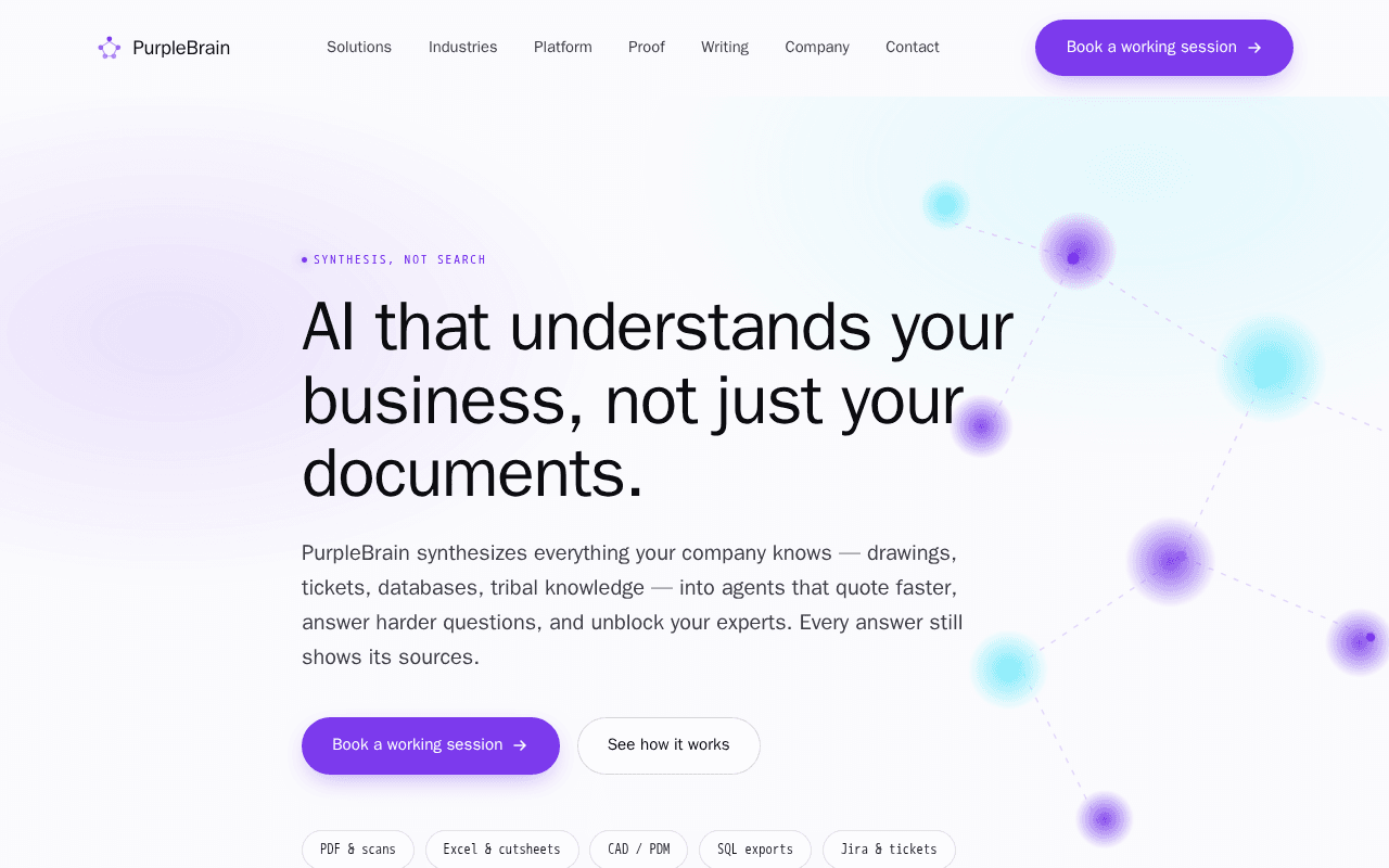 Screenshot of purplebrain.ai