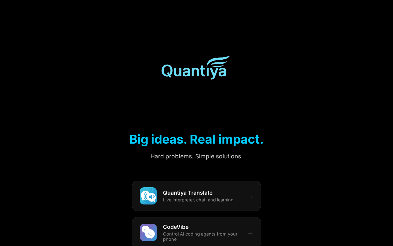 Screenshot of quantiya.ai