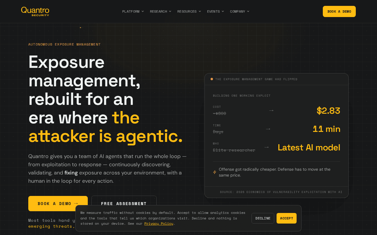 Screenshot of quantrosecurity.ai