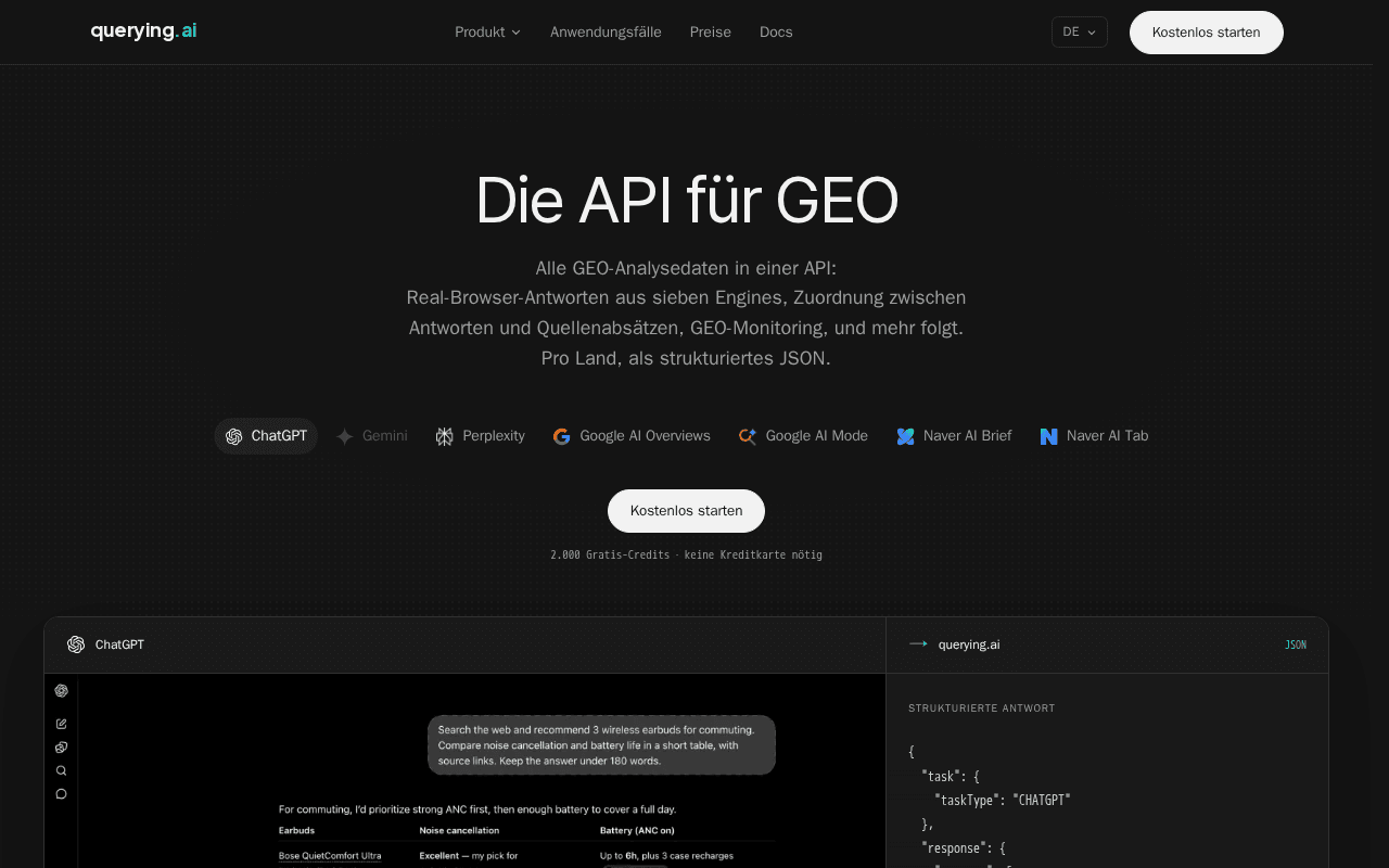 Screenshot of querying.ai