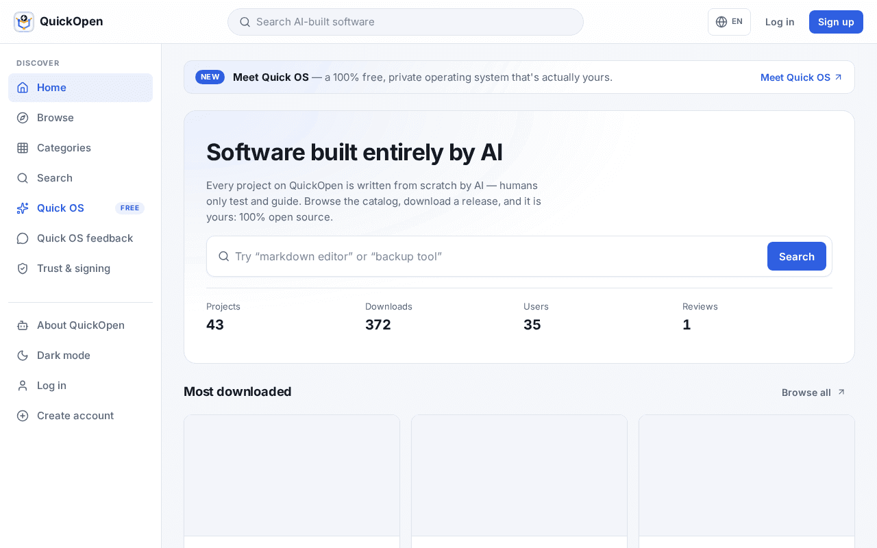 Screenshot of quickopen.ai