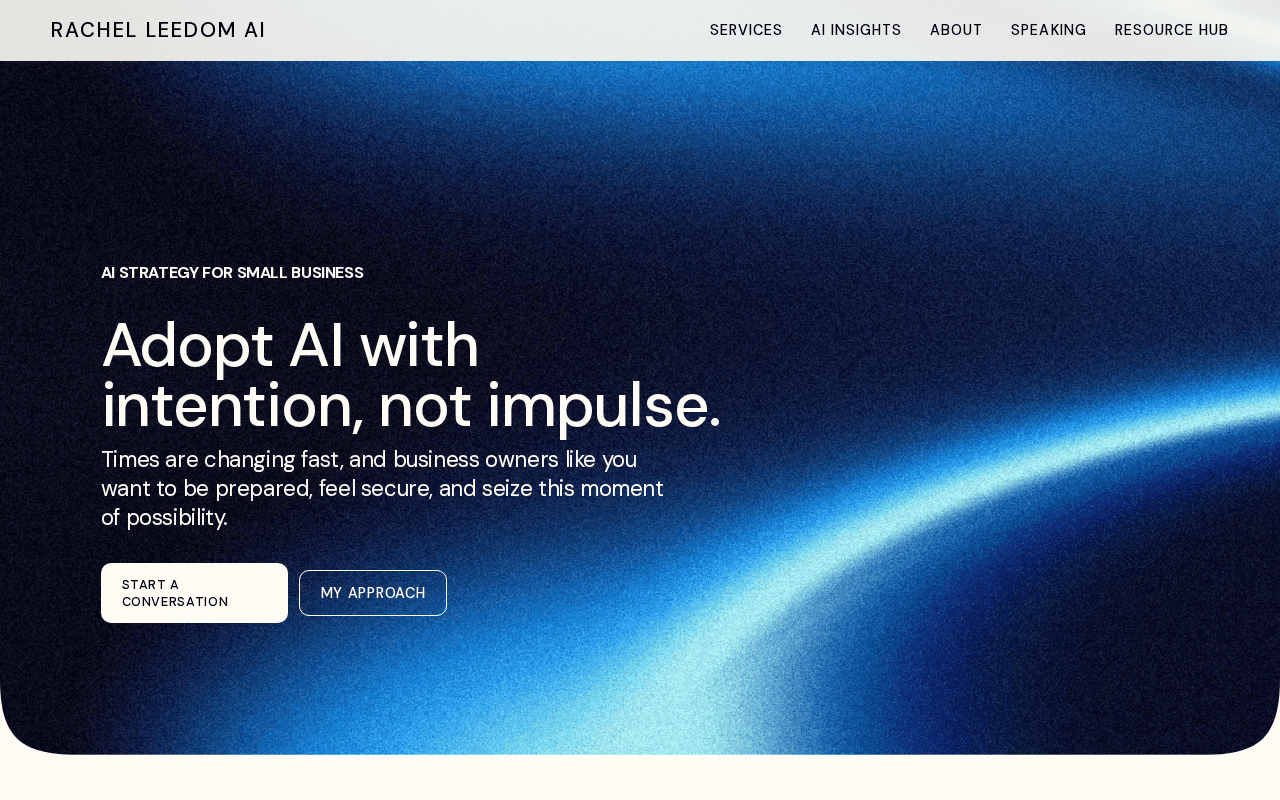 Screenshot of rachelleedom.ai