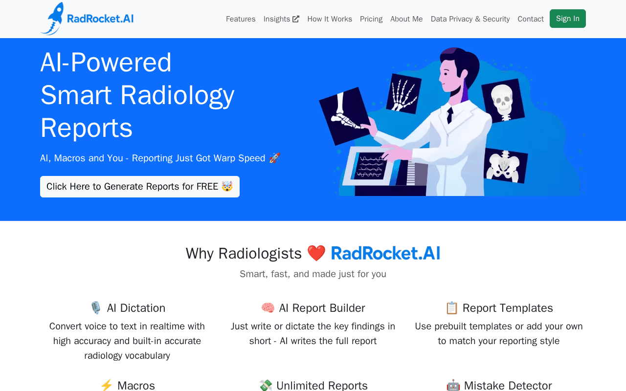 Screenshot of radrocket.ai