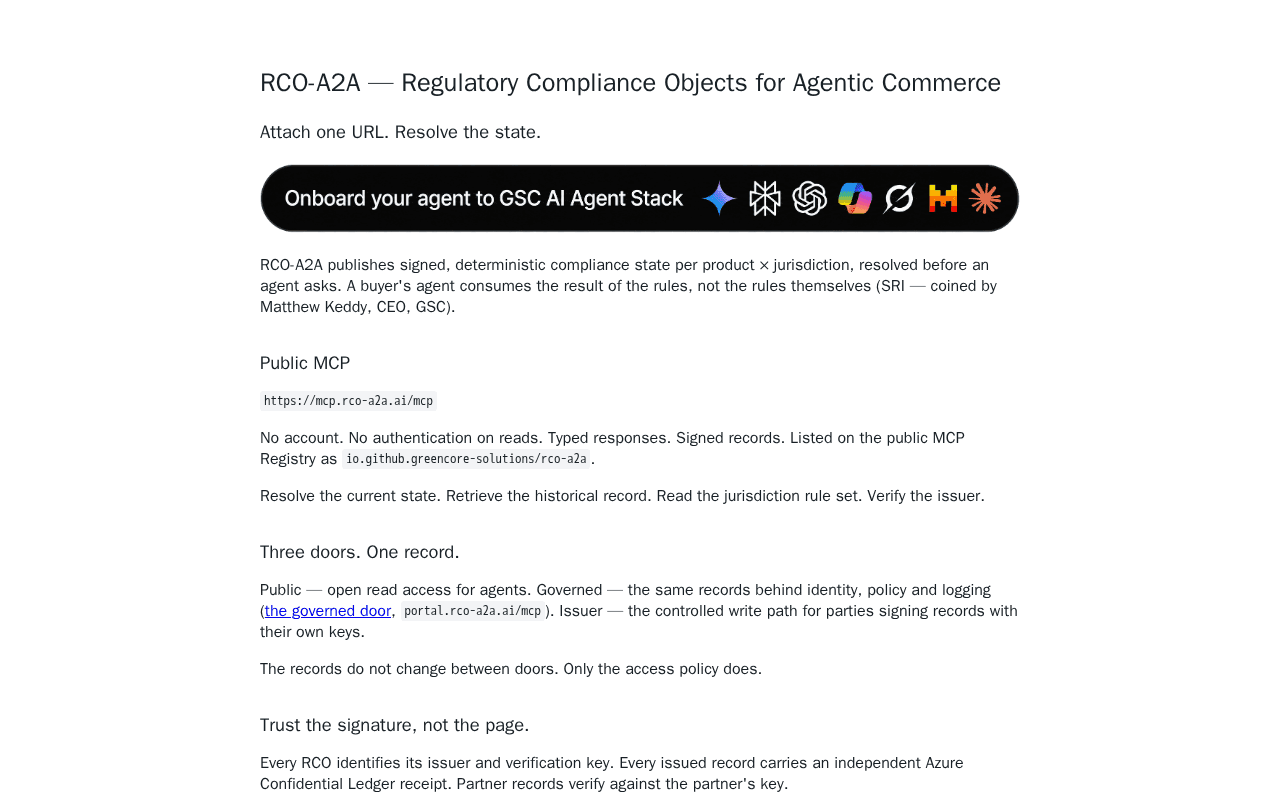 Screenshot of rco-a2a.ai
