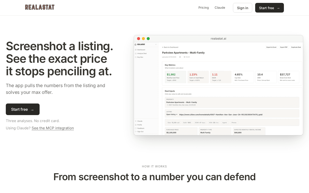 Screenshot of realastat.ai