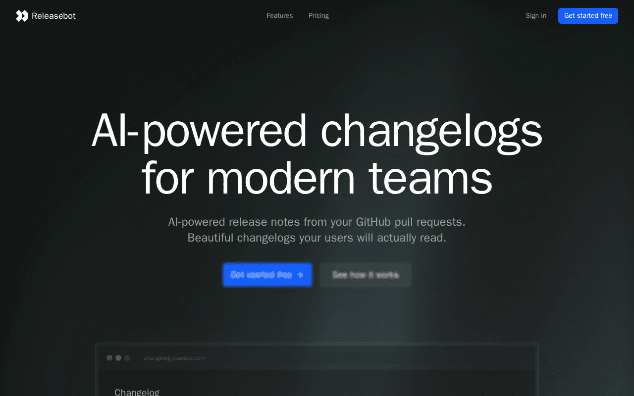 Screenshot of releasebot.ai