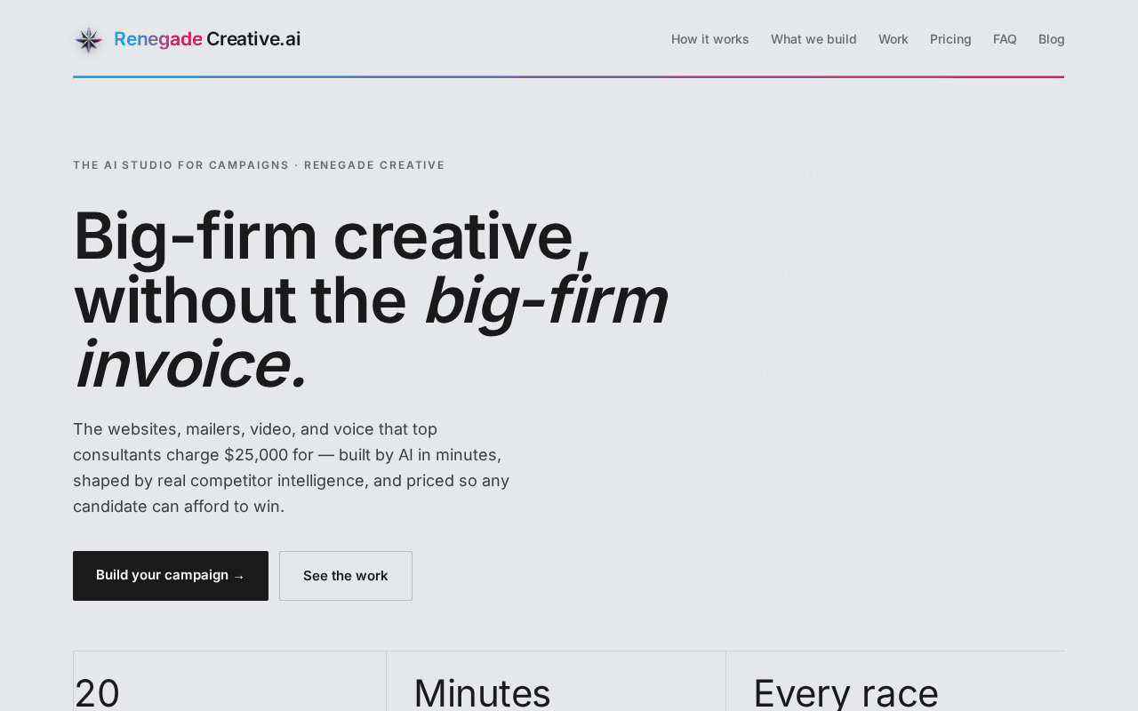 Screenshot of renegadecreative.ai