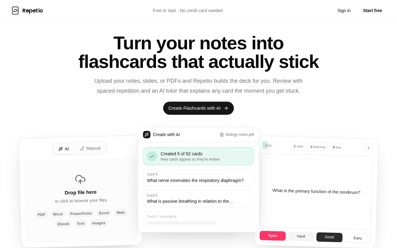 Screenshot of repetio.ai
