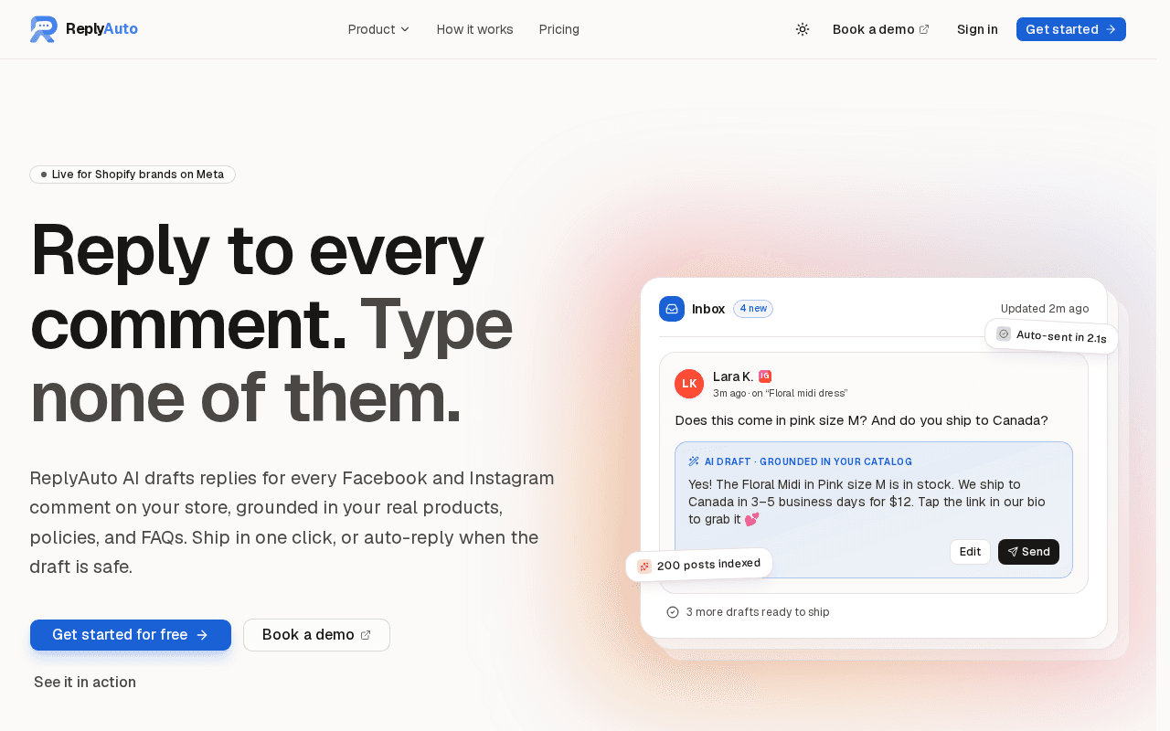 Screenshot of replyauto.ai