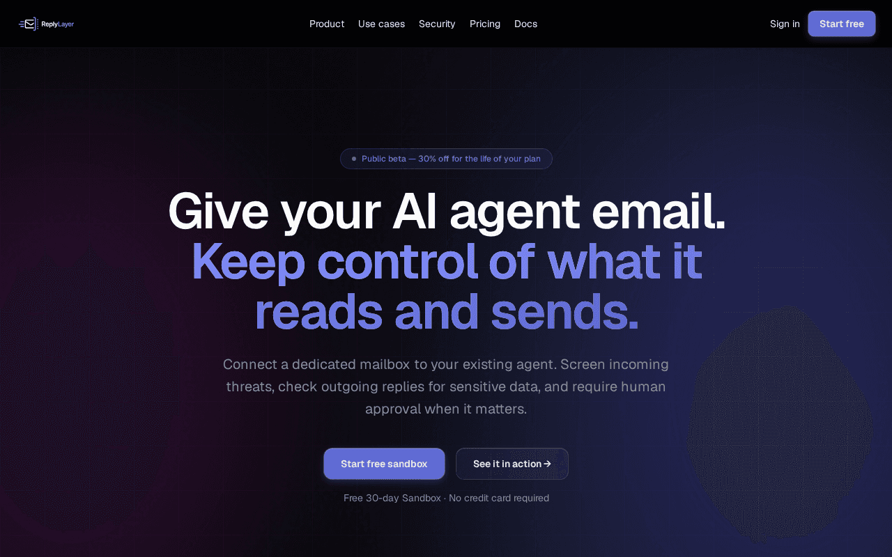 Screenshot of replylayer.ai
