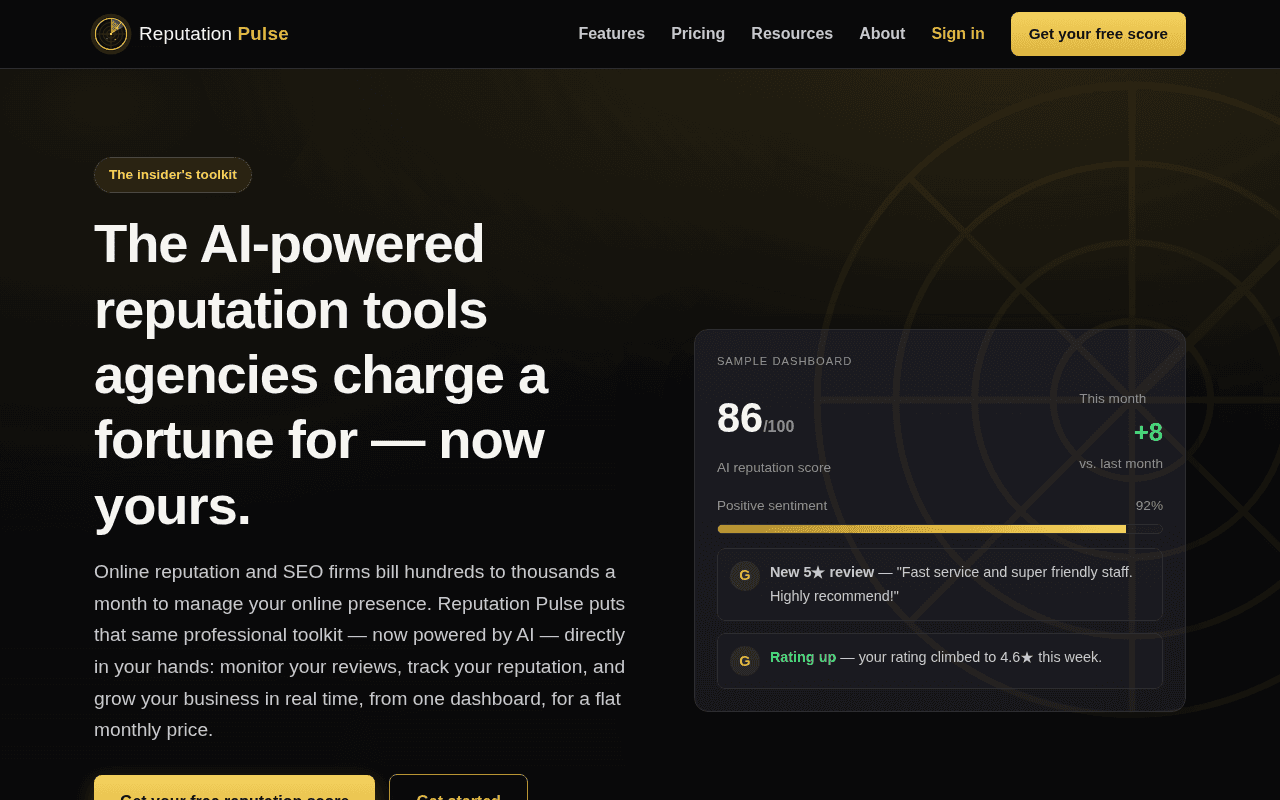 Screenshot of reputationpulse.ai