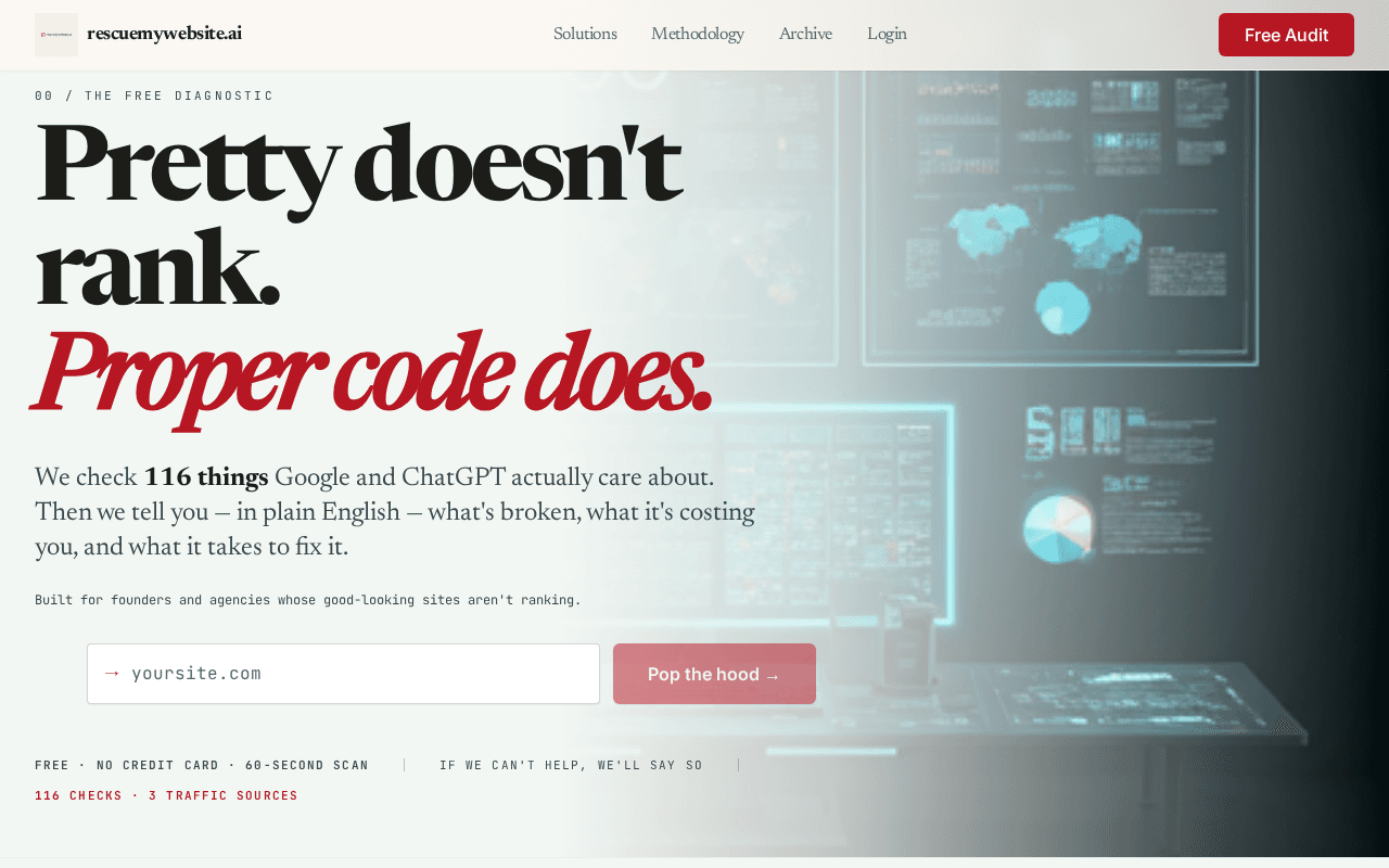 Screenshot of rescuemywebsite.ai