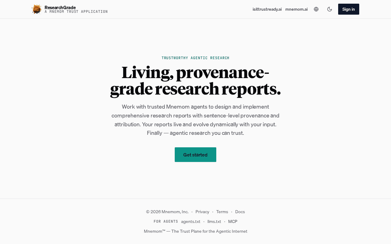 Screenshot of researchgrade.ai