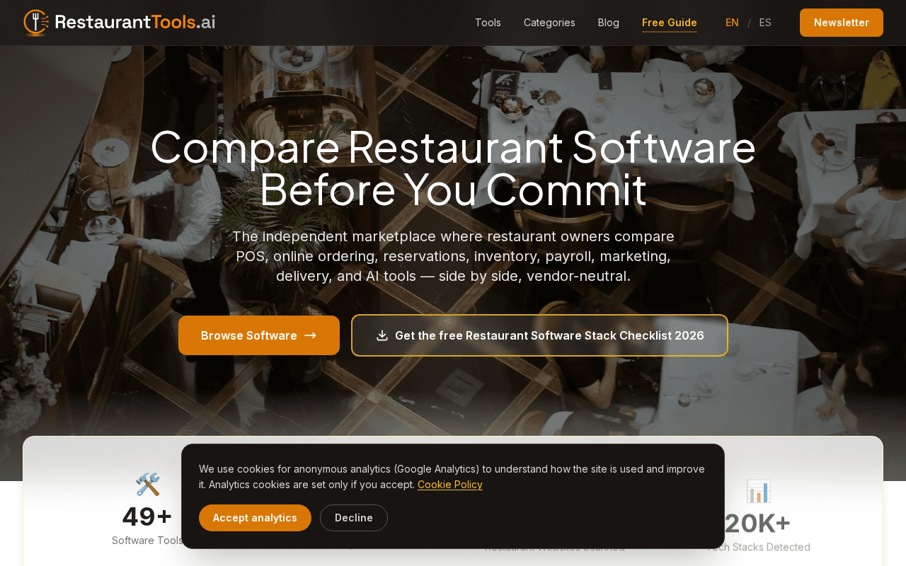 Screenshot of restauranttools.ai