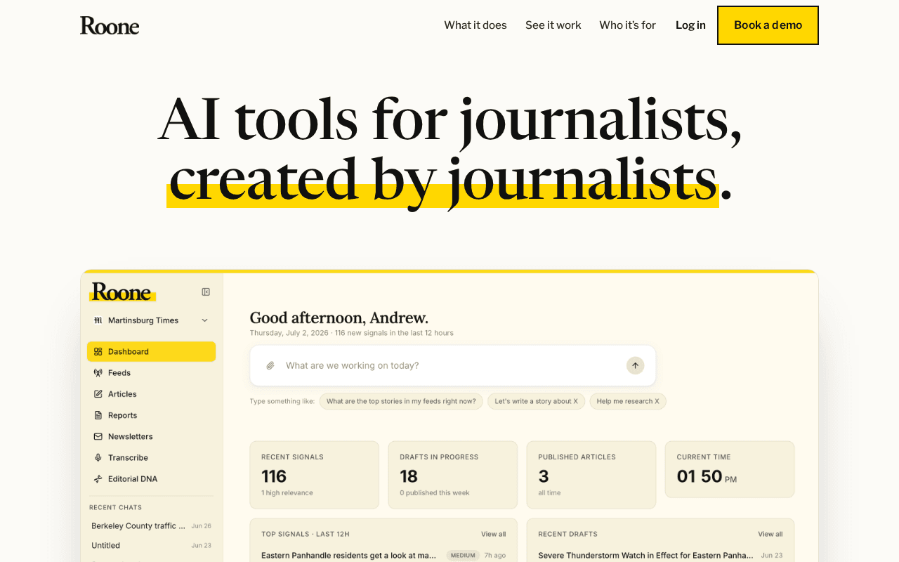 Screenshot of roone.ai