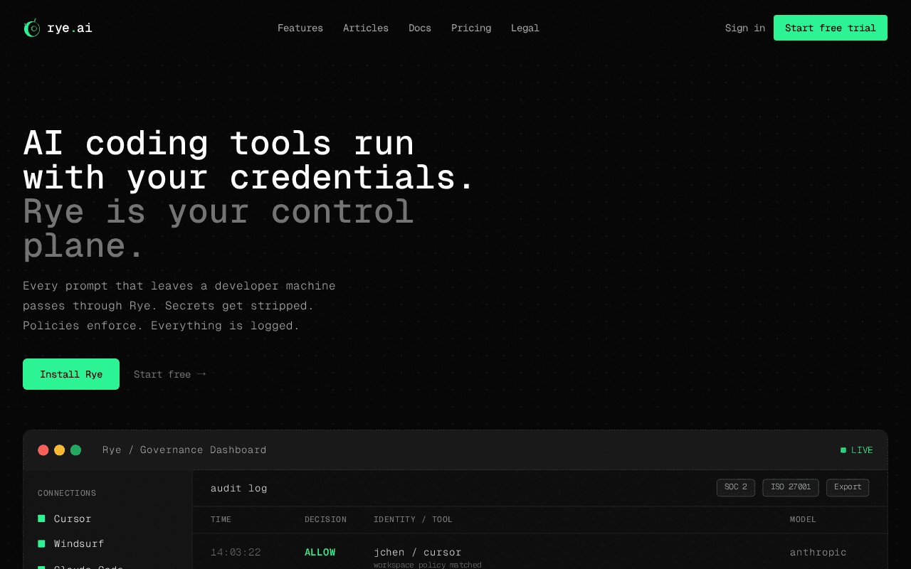Screenshot of rye.ai