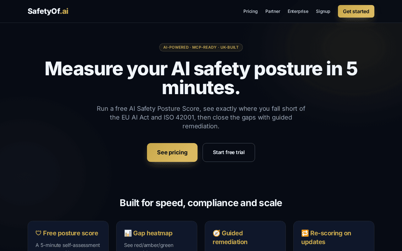 Screenshot of safetyof.ai