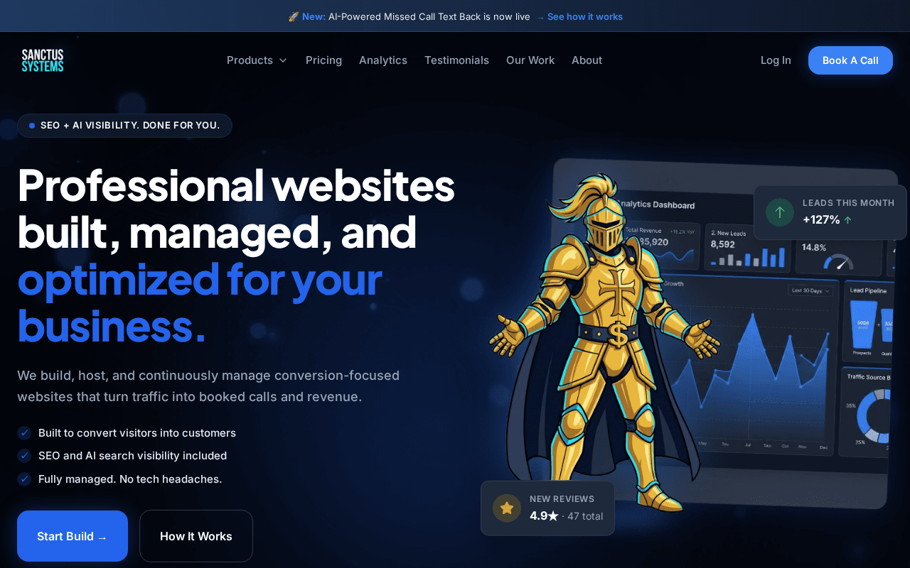 Screenshot of sanctussystems.ai