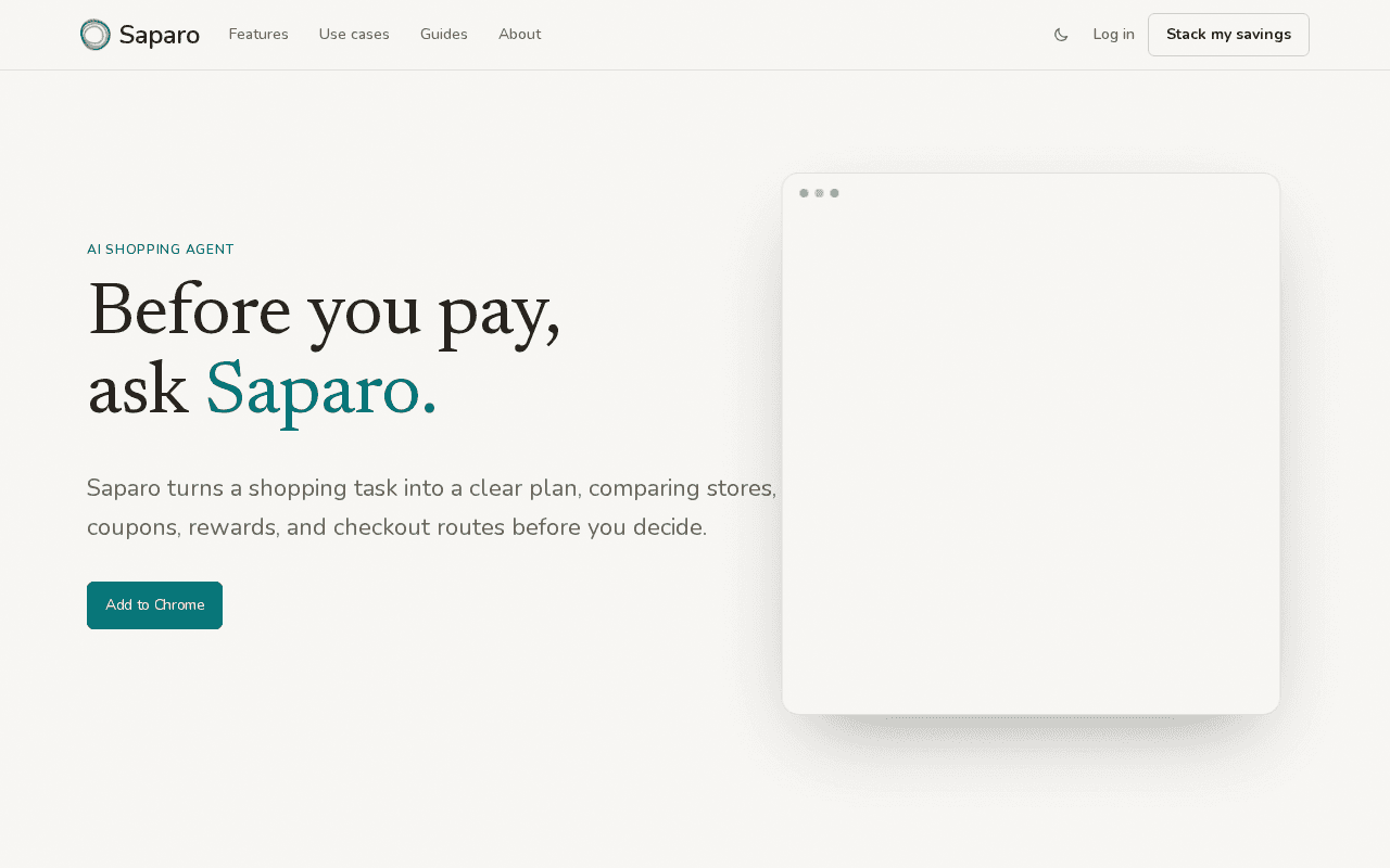Screenshot of saparo.ai