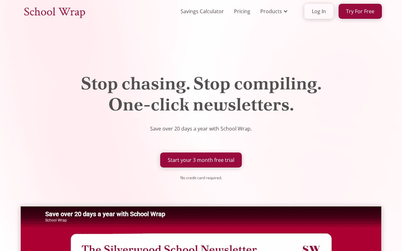 Screenshot of schoolwrap.ai