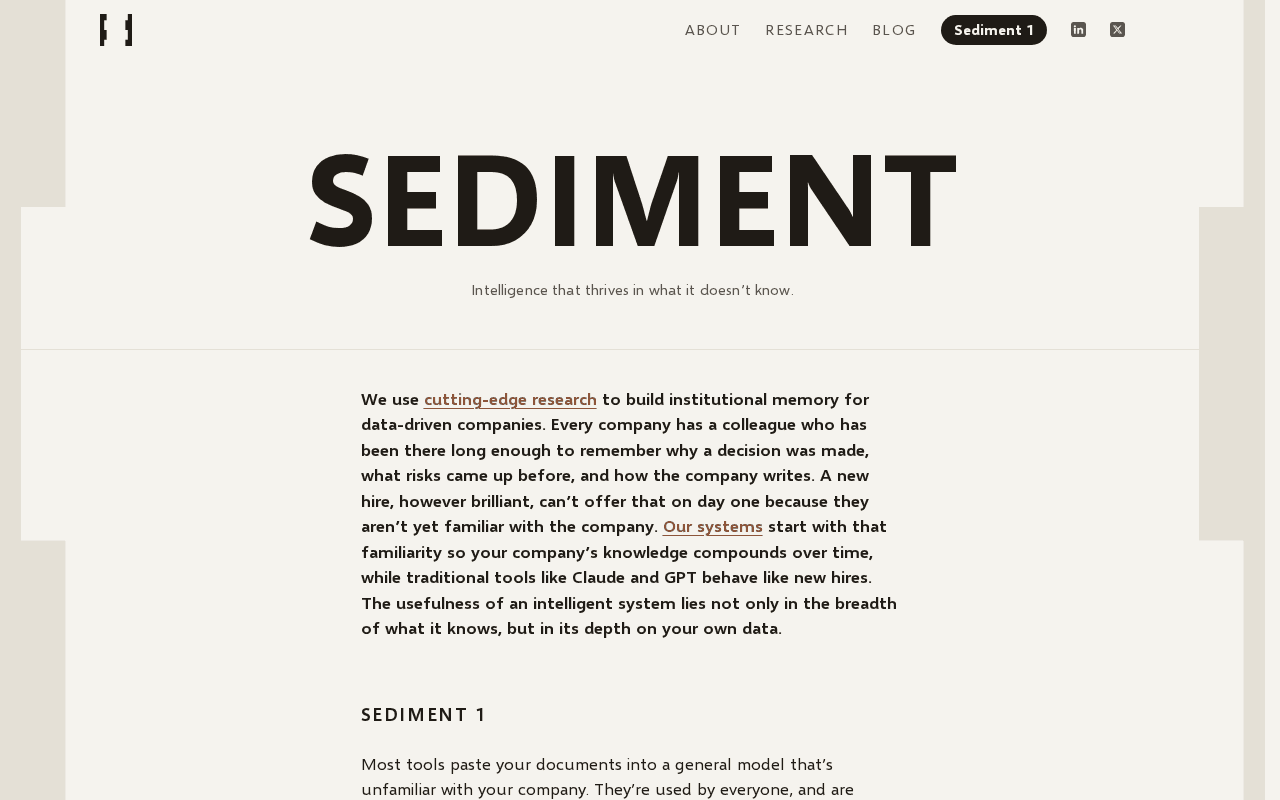 Screenshot of sedimentlabs.ai