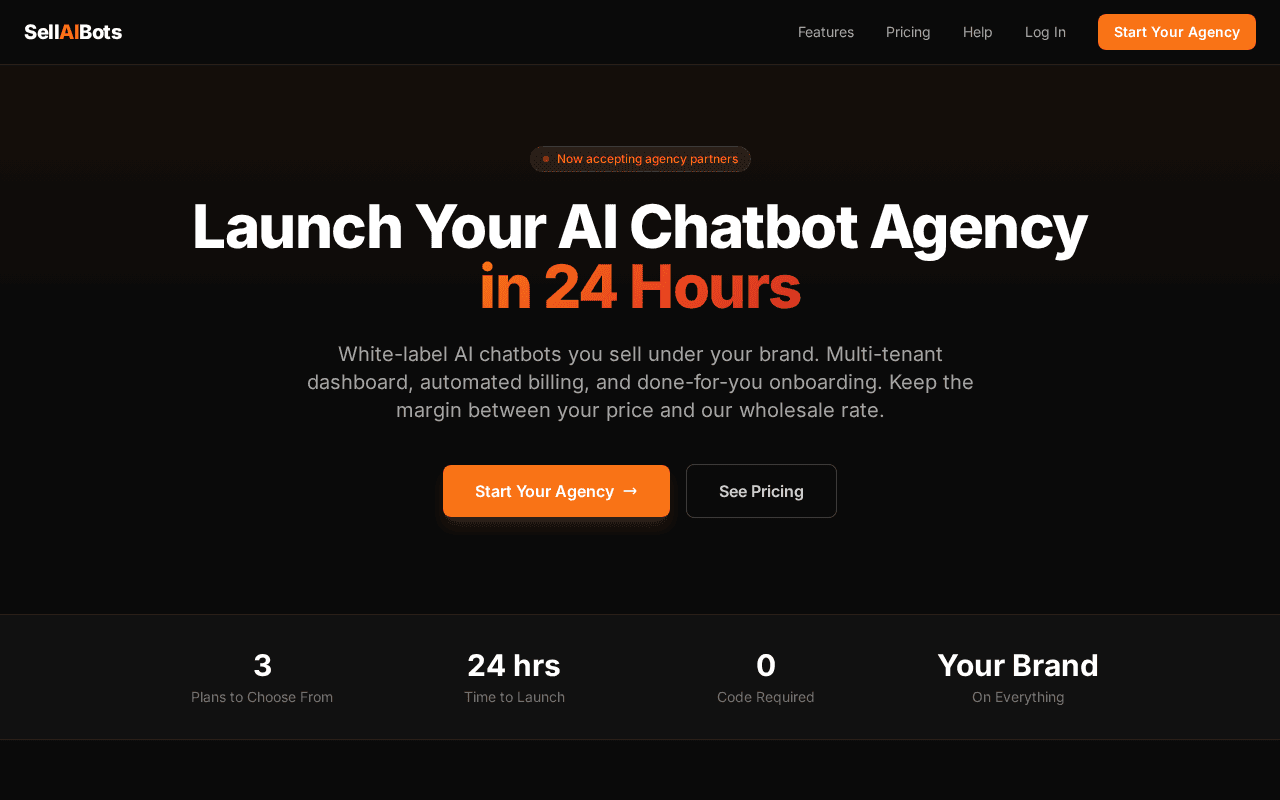 Screenshot of sellaibots.ai