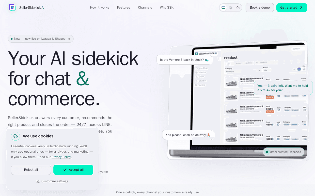 Screenshot of sellersidekick.ai
