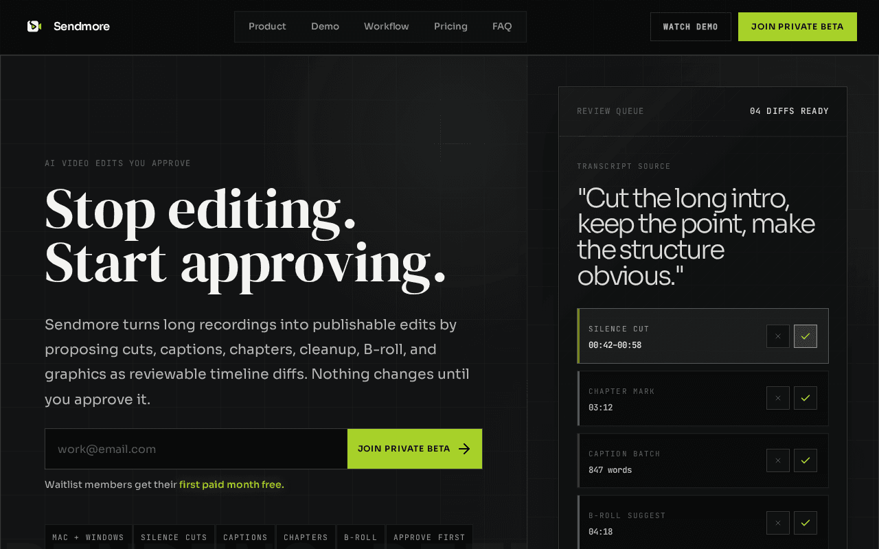 Screenshot of sendmore.ai